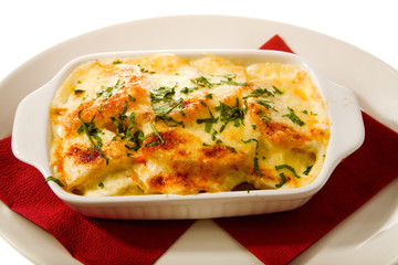 good-looking baked food isolated on the white