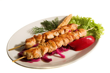 grilled meat isolated on the white background