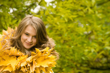 Image of young girl with maple garland