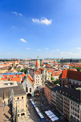 Fototapeta na wymiar The aerial view of Munich city center from the City Hall