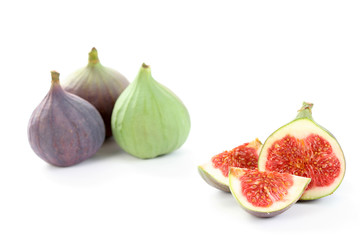 close-ups of fresh figs isolated on white - food and drink