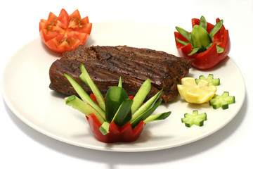 roast meat on white dish