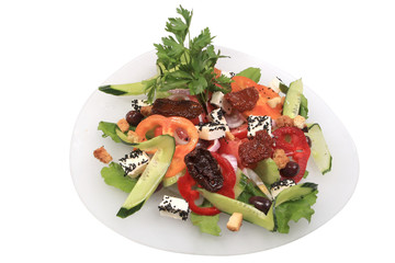 greek salad with tomato, cheese and olives