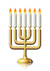 Menorah allumée (reflet)