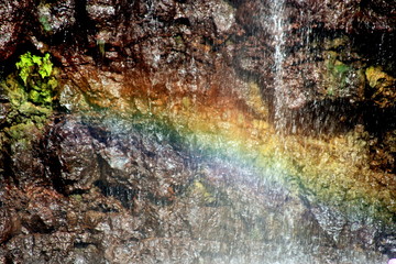 Rainbow reflection in the mist by the Devorah Waterfalls