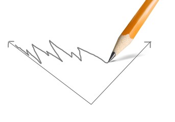 Recession chart drawn by a pencil