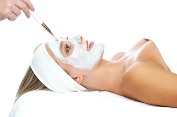 Woman having a beauty facial spa treatment