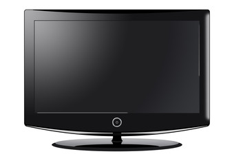 Fototapeta premium A computer illustration of a black widescreen TV.