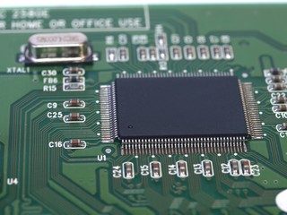 Closeup shot of microprocessor on circuit board