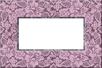 Rectangle black base with pink floral lace frame