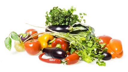 Fresh vegetables isolated on white background
