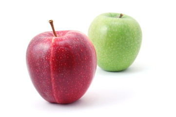 Red an green apples isolated on a white background