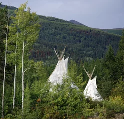 Peel and stick wall murals Indians Tepee