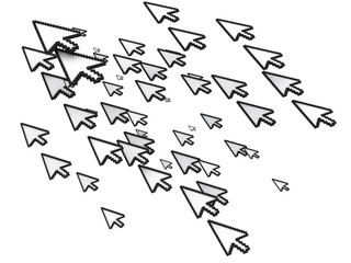 3D mouse pinters with shadow, on white background