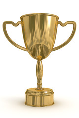 Fototapeta na wymiar Gold cup of the winner. the 3D image.