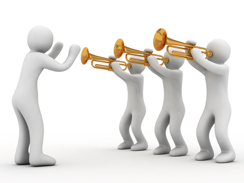music instrument and group of the people on white background