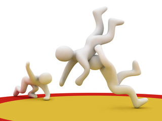 athletes and judge on competition