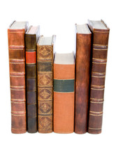 Row of books isolated on a white background