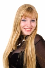 Naklejka premium Portrait of the blond girl isolated on white background