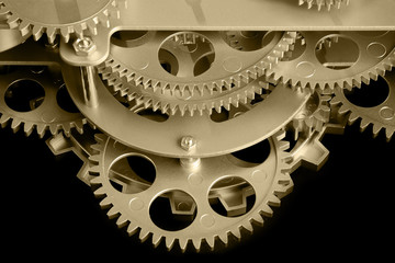 Part of the mechanism with gears gold toning