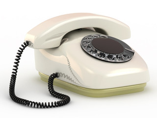 traditional telephone on white background