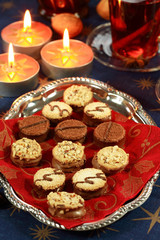 Christmas still life with hot drink and cookies