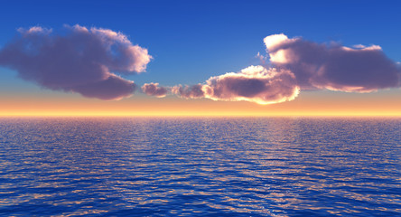 Beautiful sea and sky at sunset - digital artwork