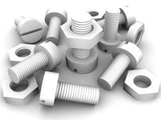 Bolts and nuts. 3d