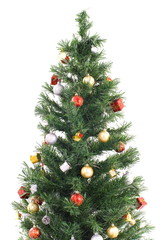 Decorated Christmas-tree on white background .