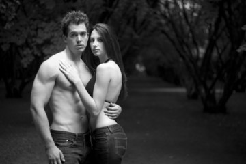 Man Woman holding each other