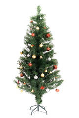 Decorated Christmas-tree on white background .