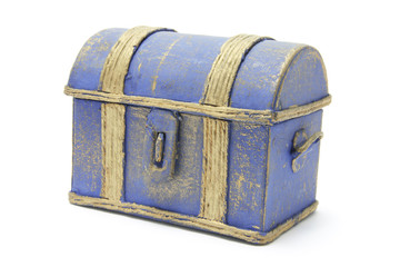 Wooden Treasure Chest on White Background