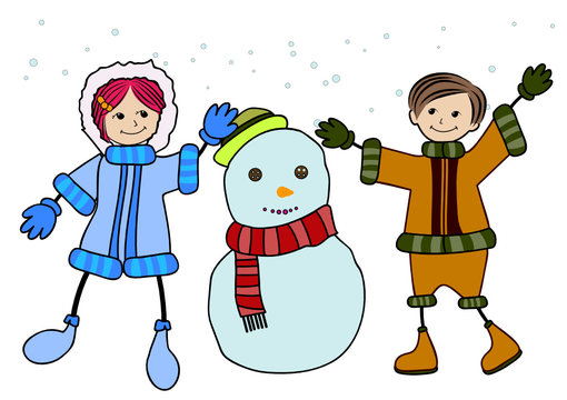 Children and Snowman