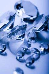 Diamonds isolated on blue background