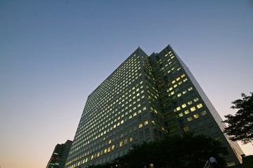 Office building at dusk