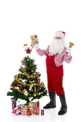 Father Christmas presenting a gift,