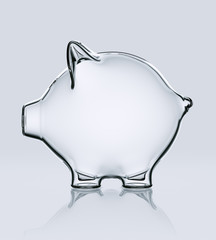 3d rendering of a piggy bank in glass