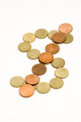 some coins of euros  making dollars