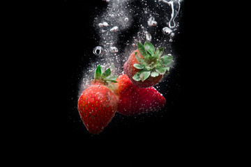 Image of strawberry on black printed on Printed Glass Worktop Savers