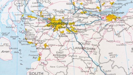 Map of Glasgow and South Lanarkshire