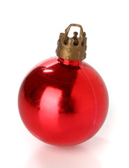 Red christmas ball over white backgroung