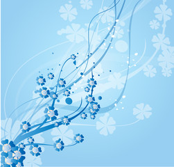 floral bleu et rubans