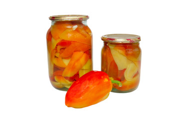 Fototapeta na wymiar Bottled fruits in jars isolated on white.