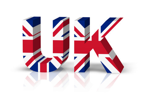 uk 3d text symbol reflektion