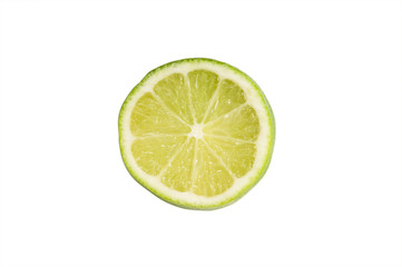 slice of lime isolated on white with clipping path