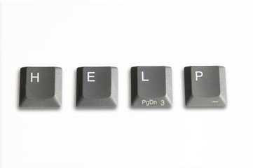 four computer keys isolated on white with clipping path