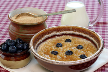 Oatmeal cereal with fresh blueberries