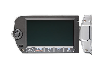 camcorder LCD display screen with menu isolated on white