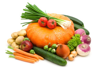 vegetables assortment on white background