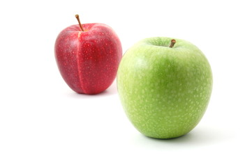 Red an green apples isolated on a white background